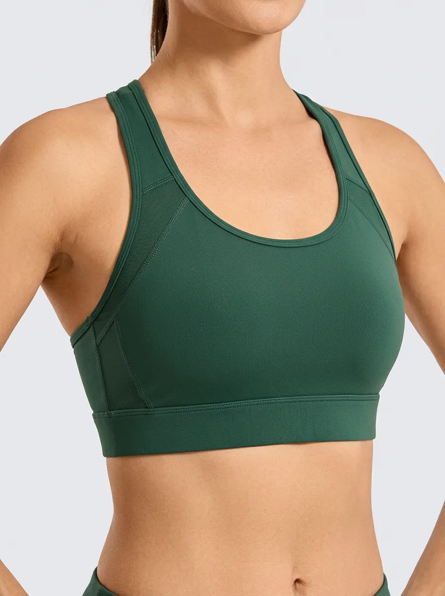 Women's Studio Scoop Neck Racerback Mesh Panel Sports Bra