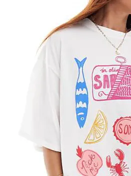 Food - Themed Collage Printed White Tee