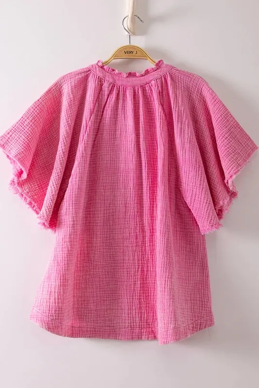 Mineral-Washed Gauze Blouse