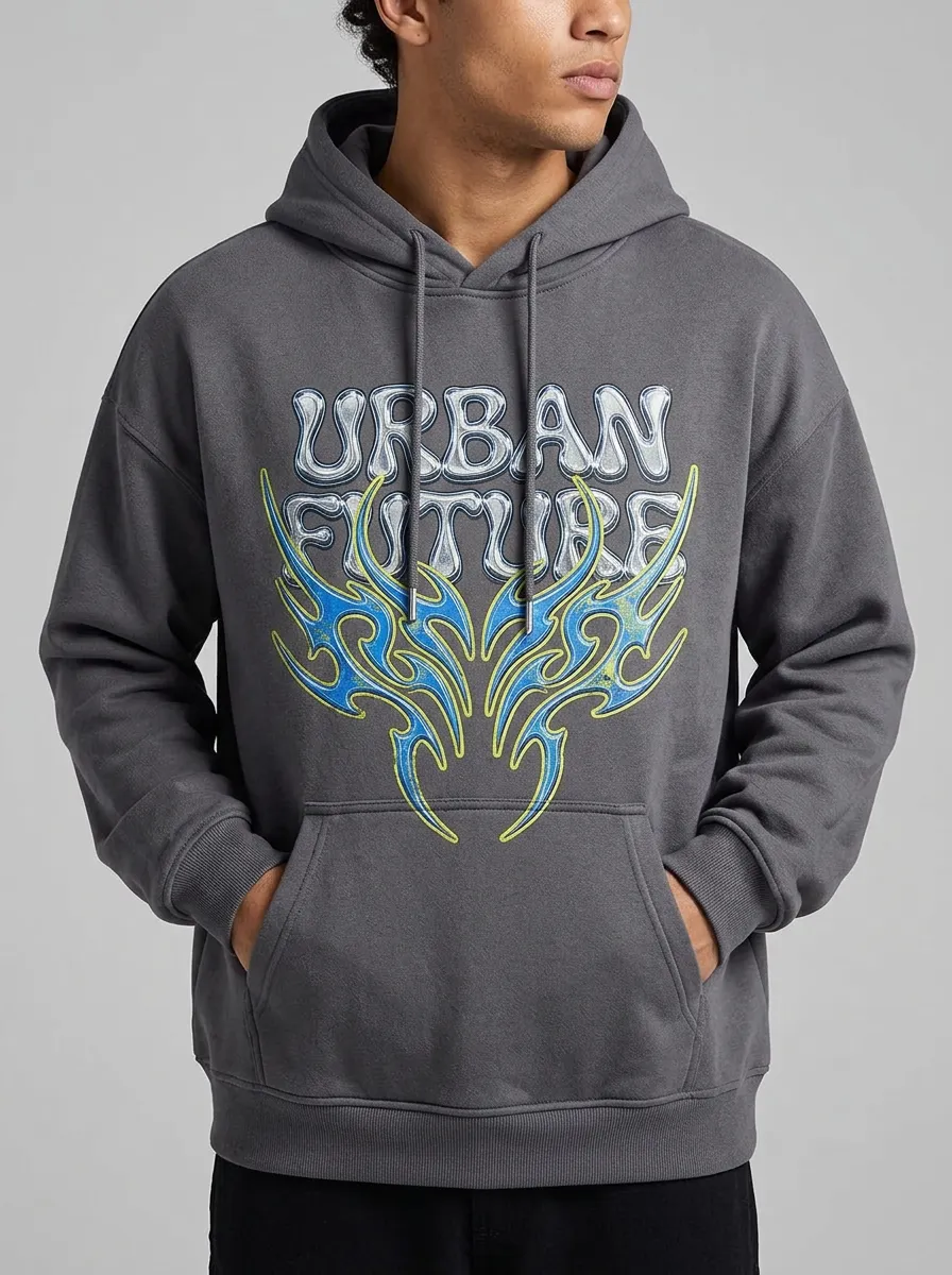 Unisex Urban Future Streetwear Tribal Flame Hoodie