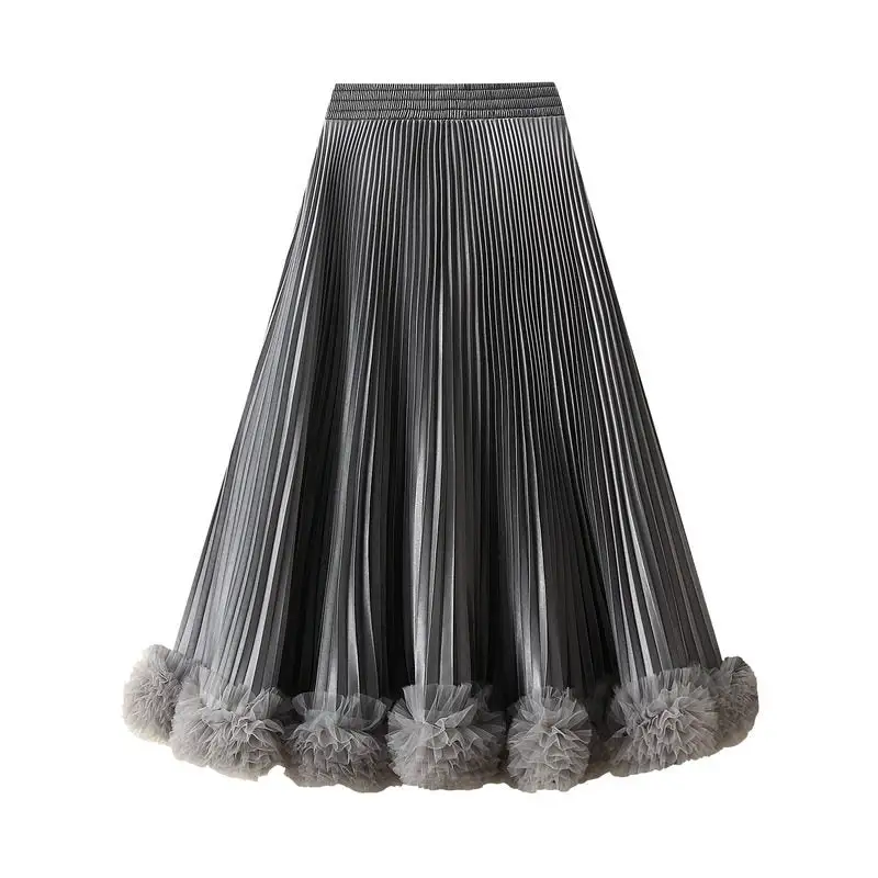 Comfort A-Line Midi Skirt With Ruffled Hem