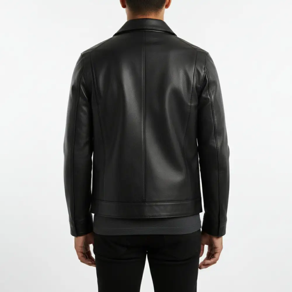 Rugged Leather Biker Bomber Motorcycle Jacket