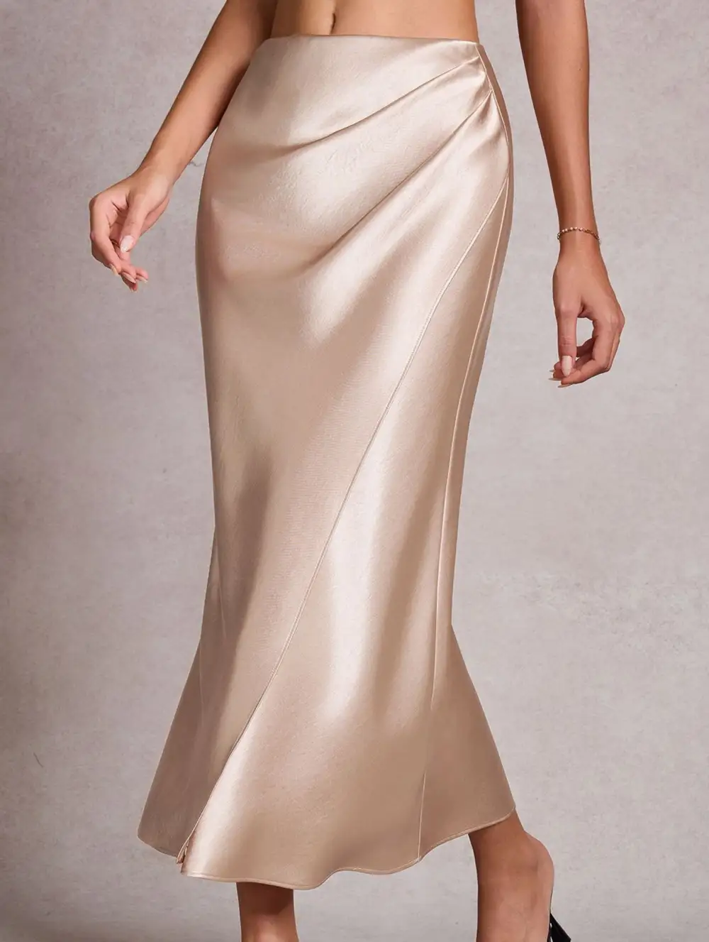 Satin Bodycon Midi Skirt