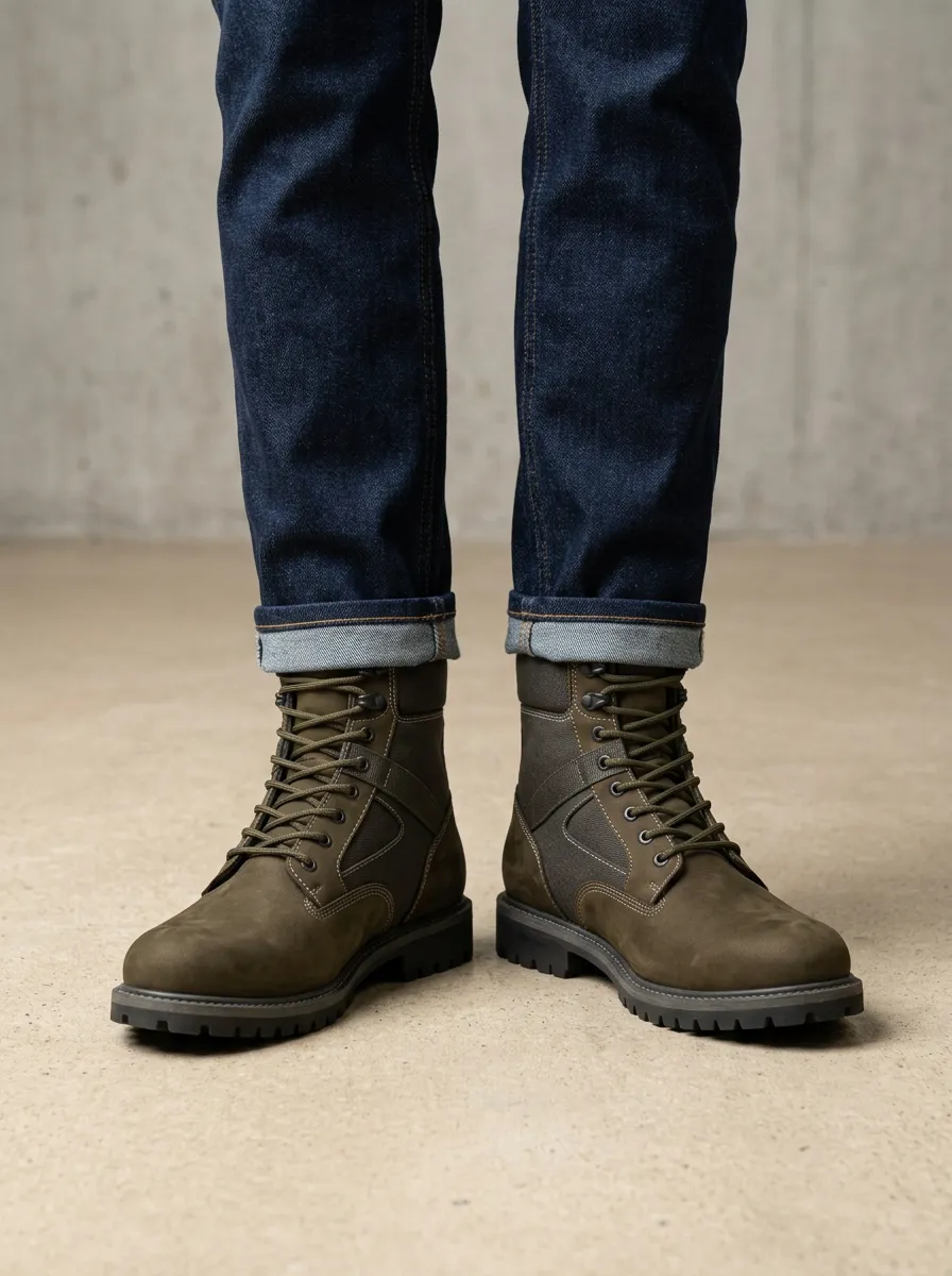 Unisex Tactical Canvas Print Work Boots