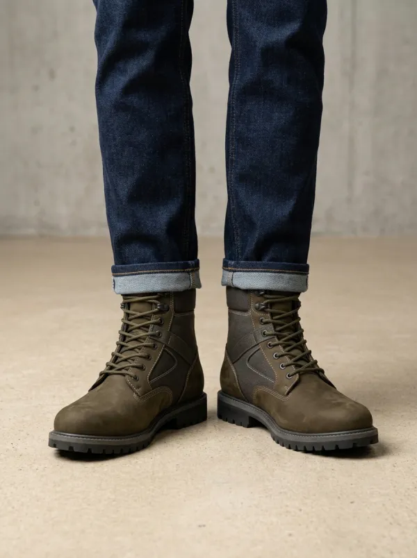 Unisex Tactical Canvas Print Work Boots