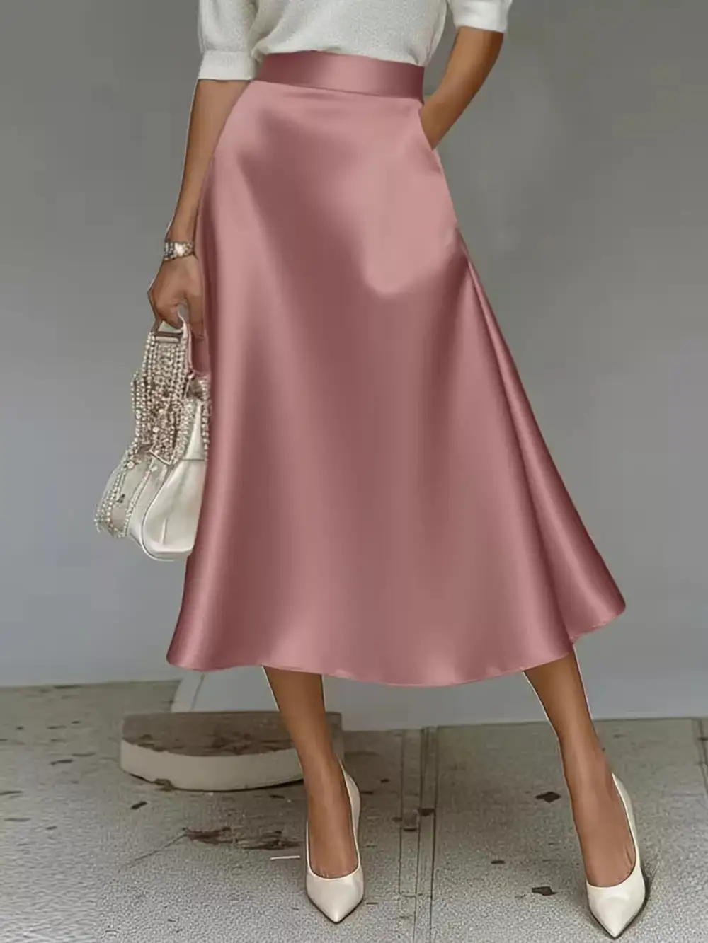 Everyday Satin Midi Skirt