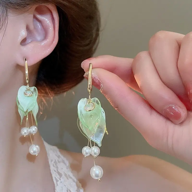 Vintage Floral Pearl Fringe Drop Earrings