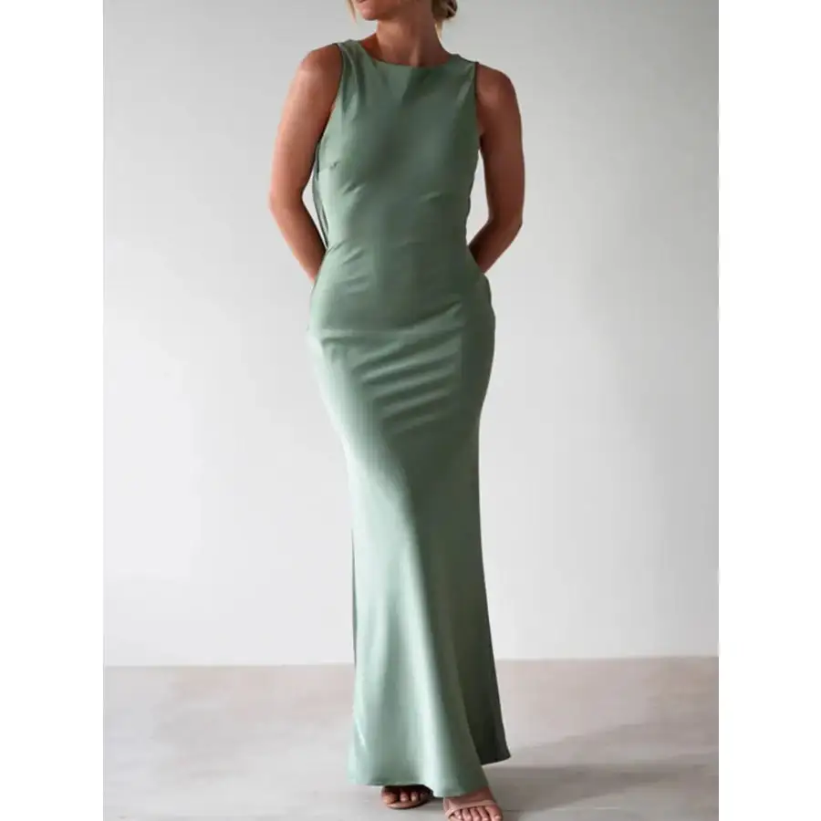 Satin Sleeveless Maxi Dress