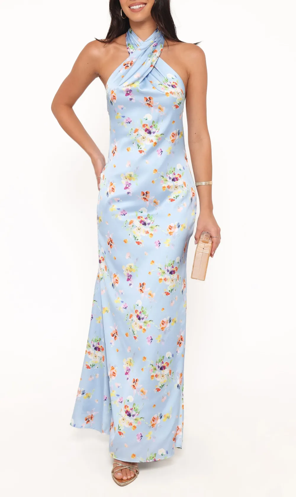 Button Halter Maxi Dress