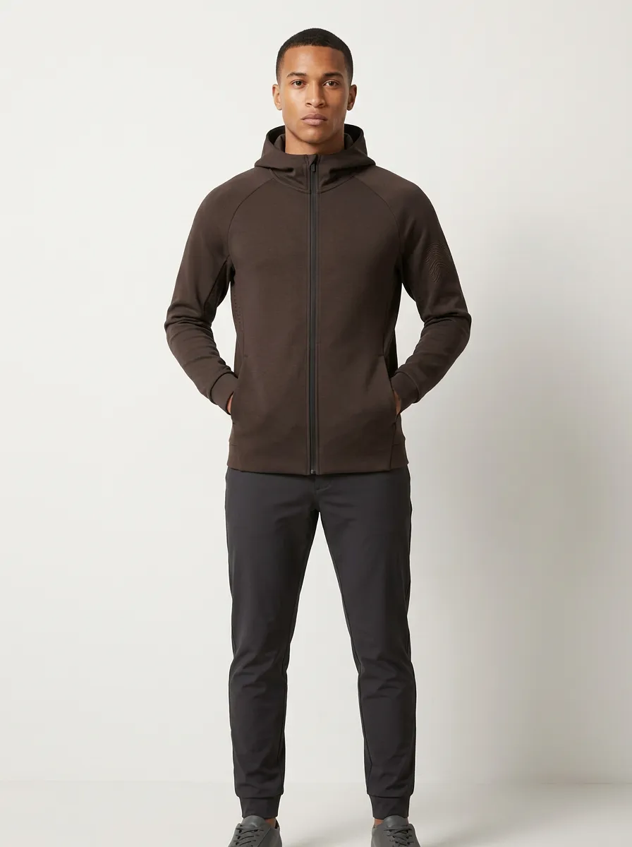 Men's Embossed Sleeve Graphic Raglan Full-Zip Hoodie