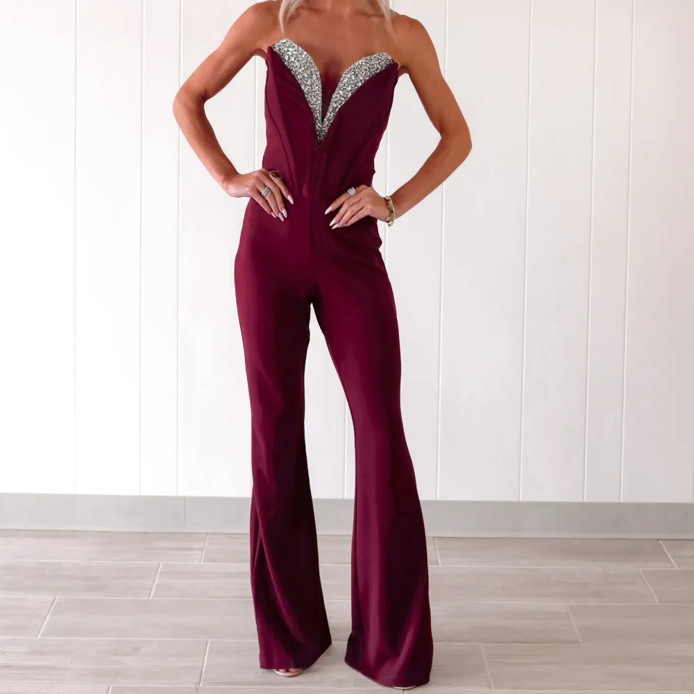 Rhinestone Dreams Mesh Corset Jumpsuit