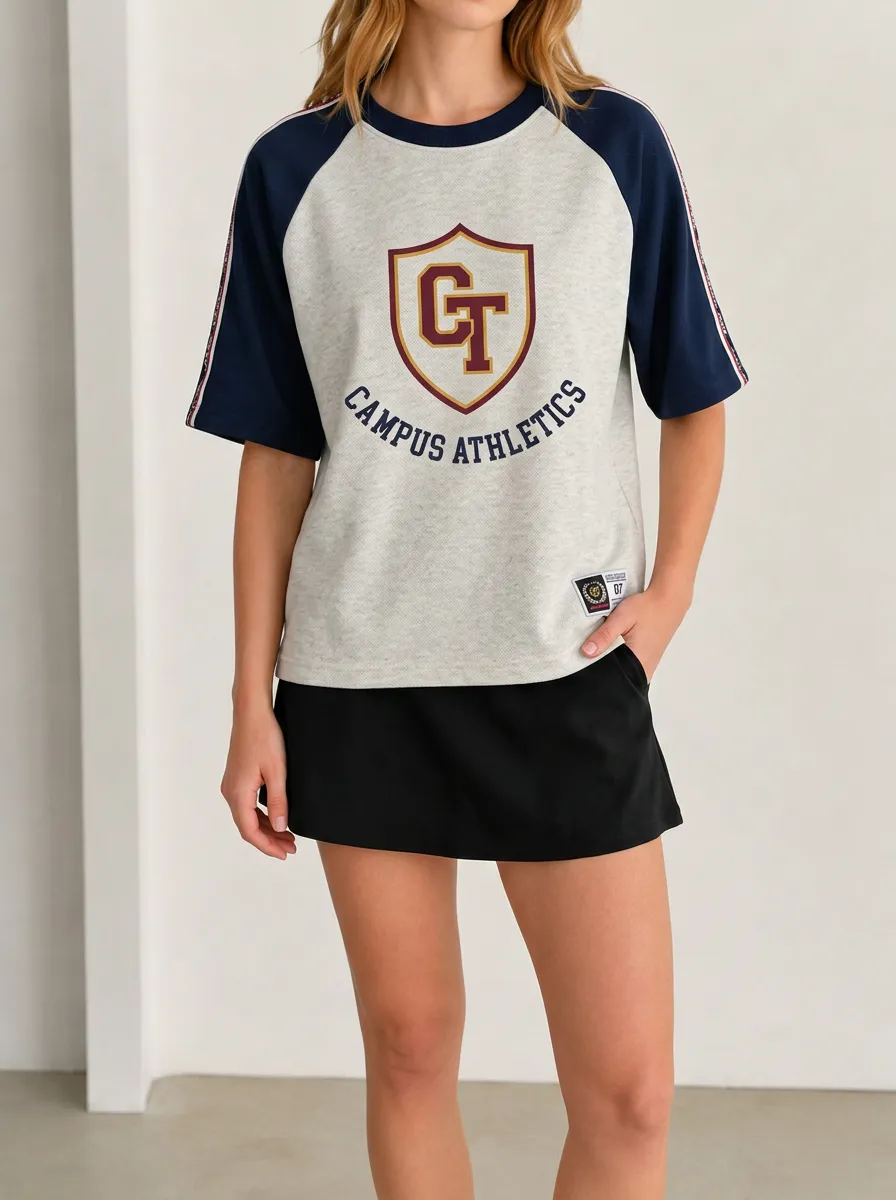 Women's Campus Athletics GT Shield Printed Raglan T-shirt