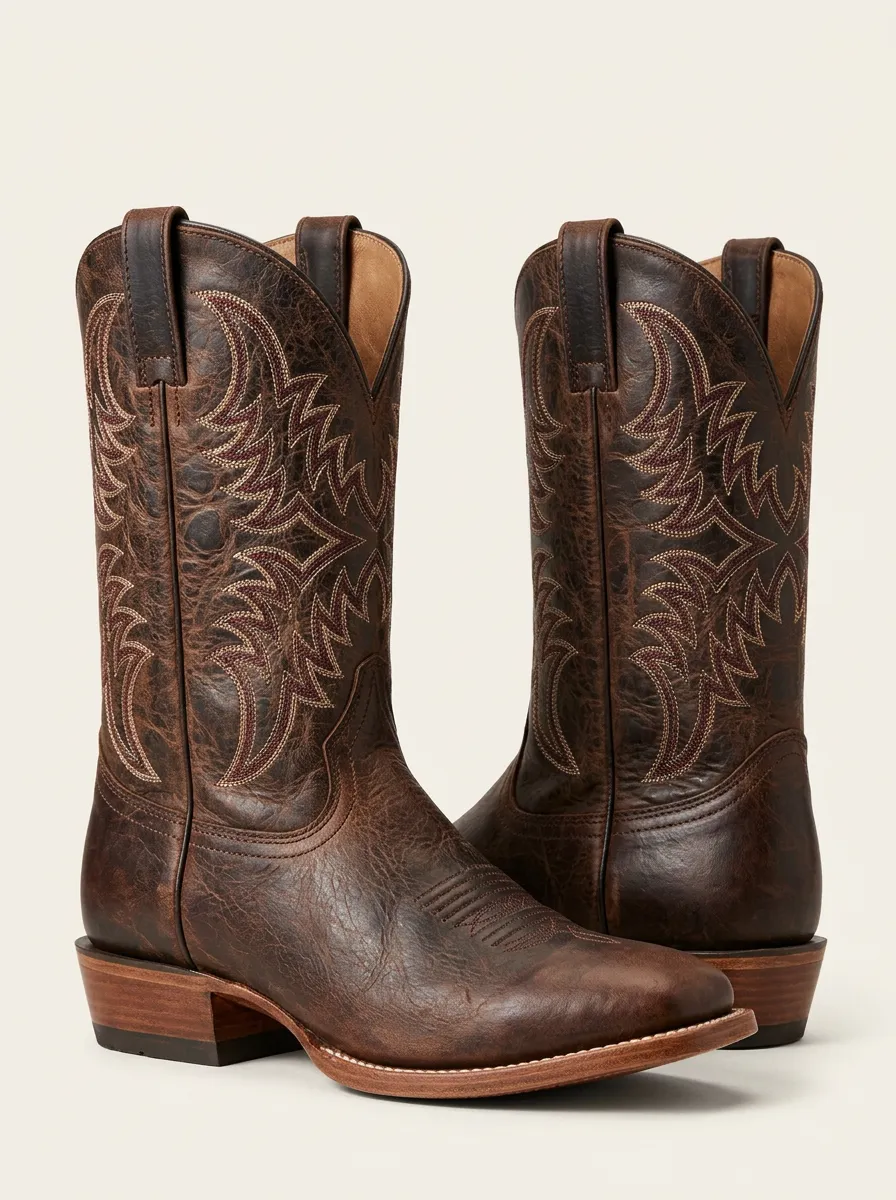 Country Embroidered Distressed Vintage-Look Western Boots