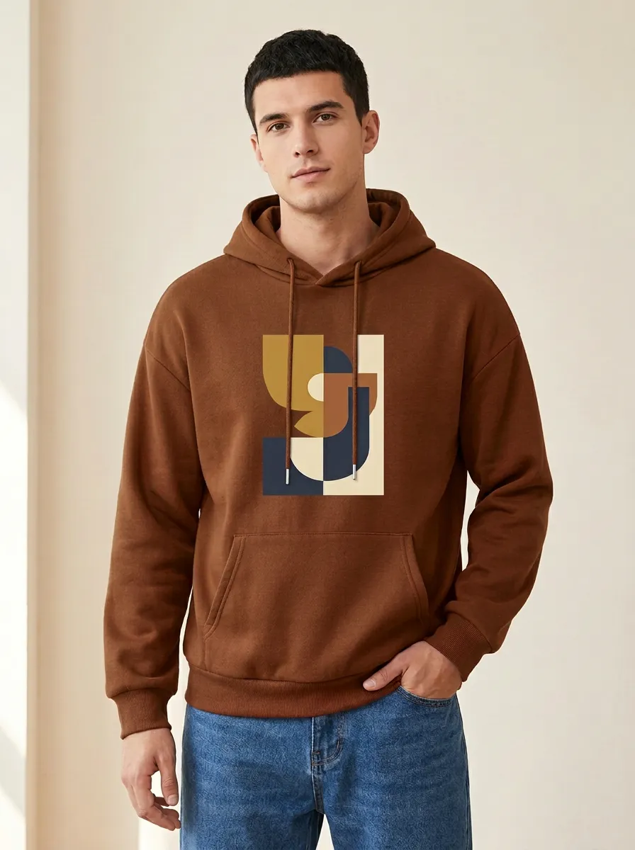 Men's Abstract Geometric Art Print Hoodie