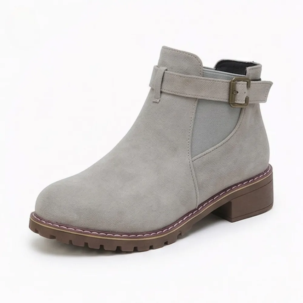 Low Heel Slip On Ankle Boots
