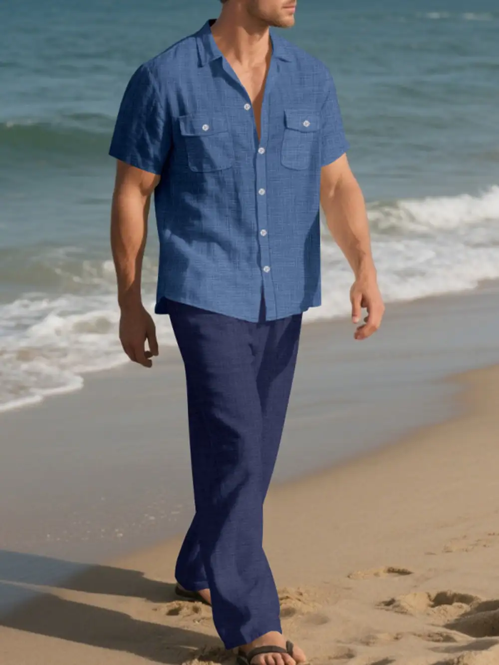 Men's Full Size Casual Button Up Shirt and Pants