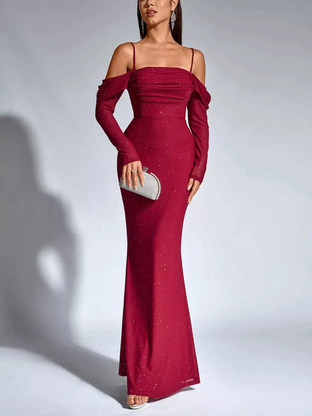 Smooth Finish Ruched Long Sleeve Maxi Dress