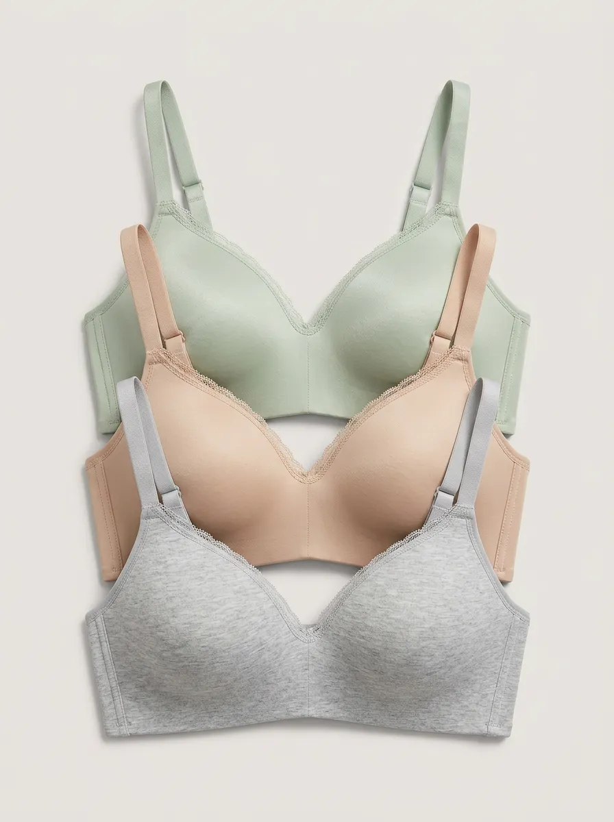 Feminine Lace-Trim Women's Three-Piece Bra Set