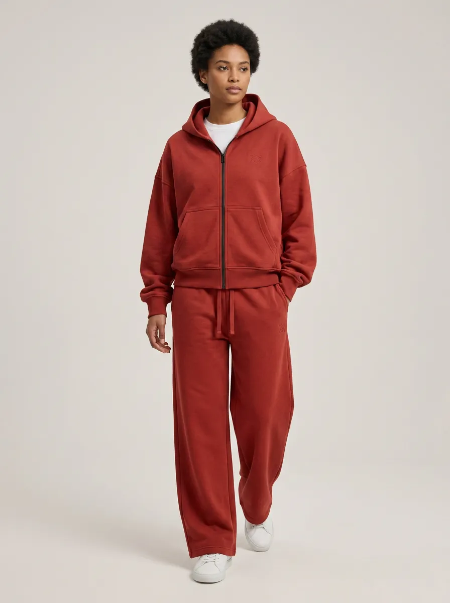 Unisex Soft Structure Zip-Up Hoodie Minimalist Tracksuit Set