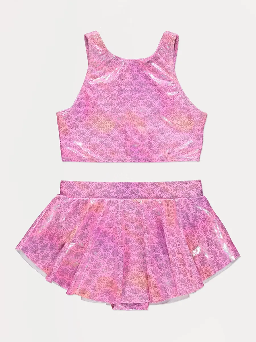 Pink Foil Shell Skirt Bikini