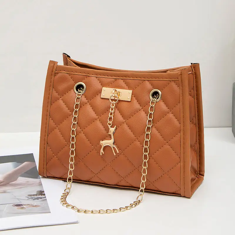 Quilted Embroidered Shoulder Bag