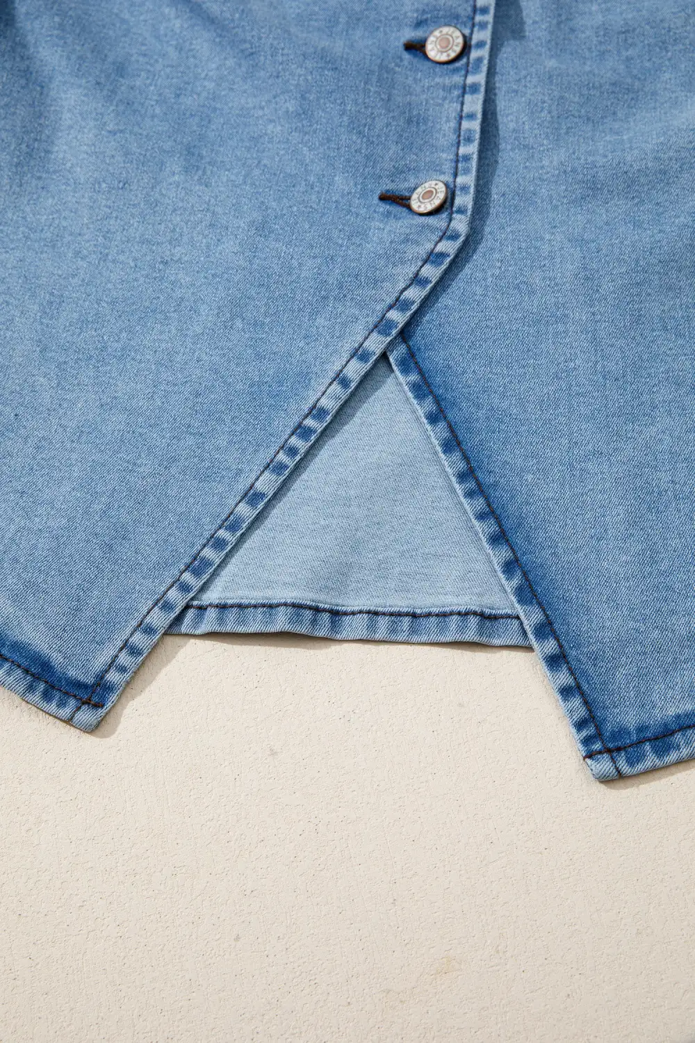Button Front Slit Denim Vest