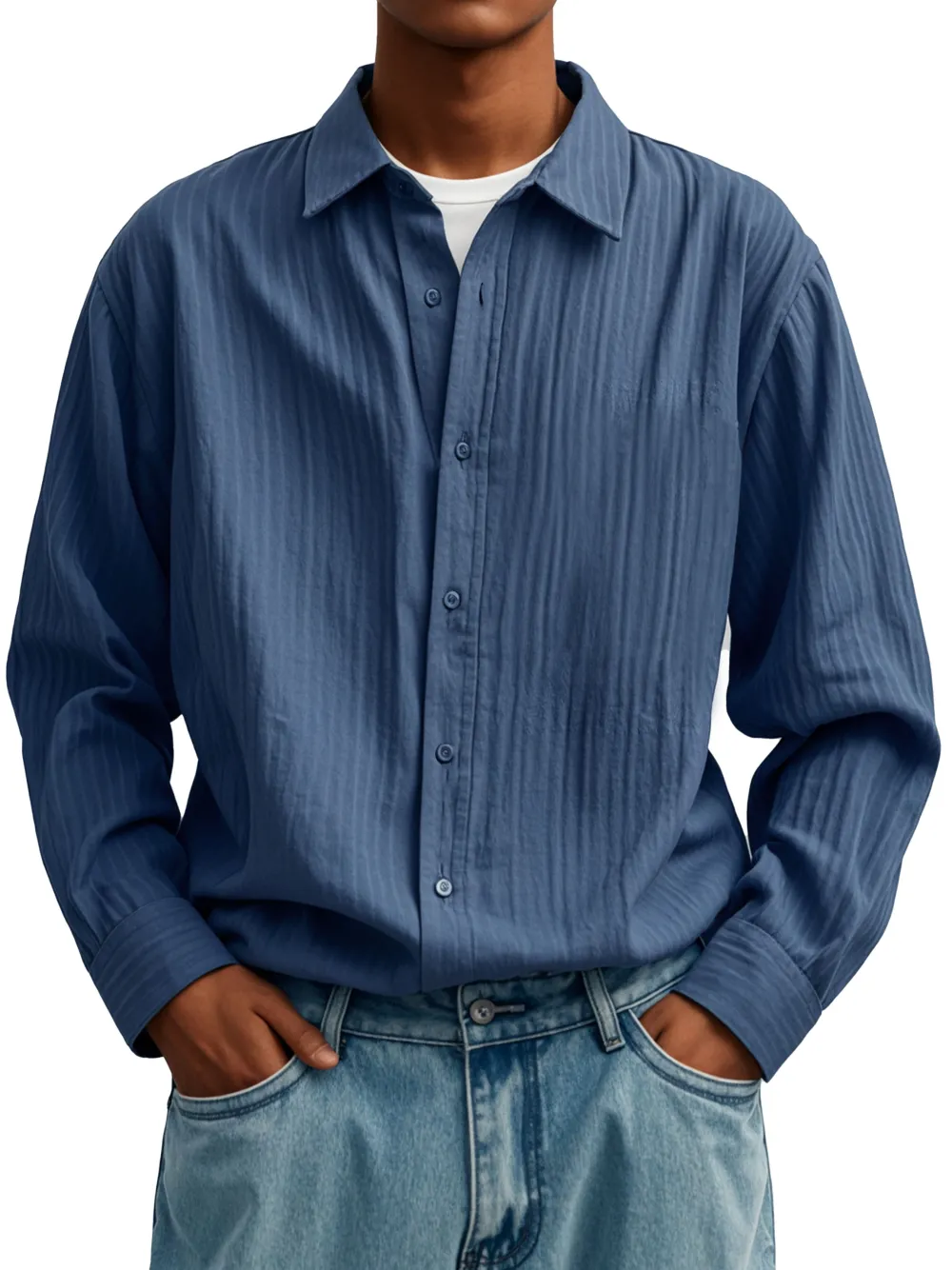 Long Sleeve Pleated Front Shirt