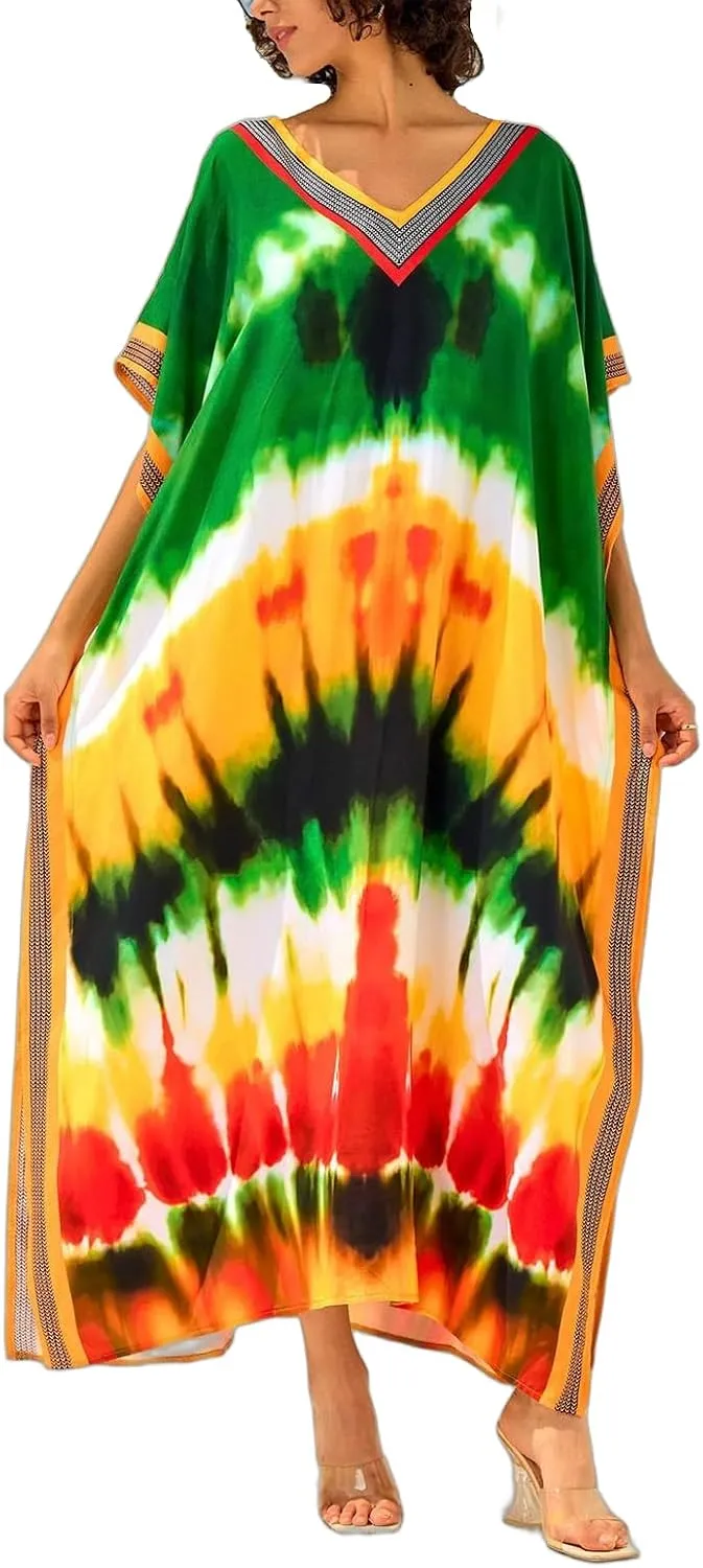 Women's Plus Size Beach Lounge Kaftan Maxi Dress swimsuit coverup for women