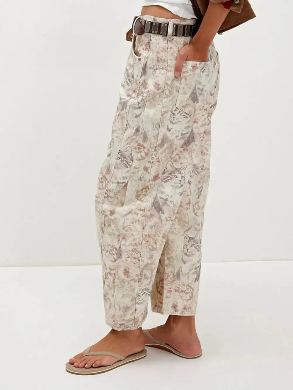 Buy Printed Wide Leg Jeans