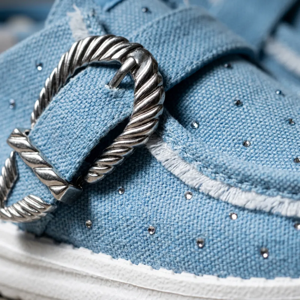Casual Slip Buckle Denim Mule Shoes