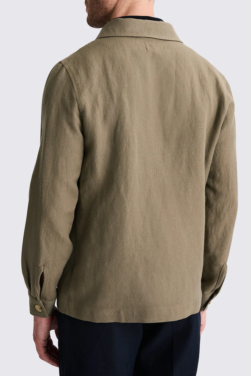 Linen-Wool Blend Khaki Men's Jacket