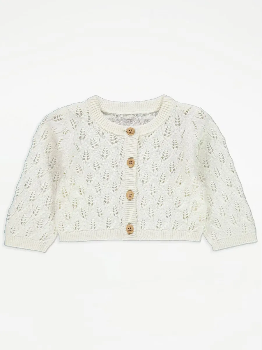 White Pointelle Cardigan