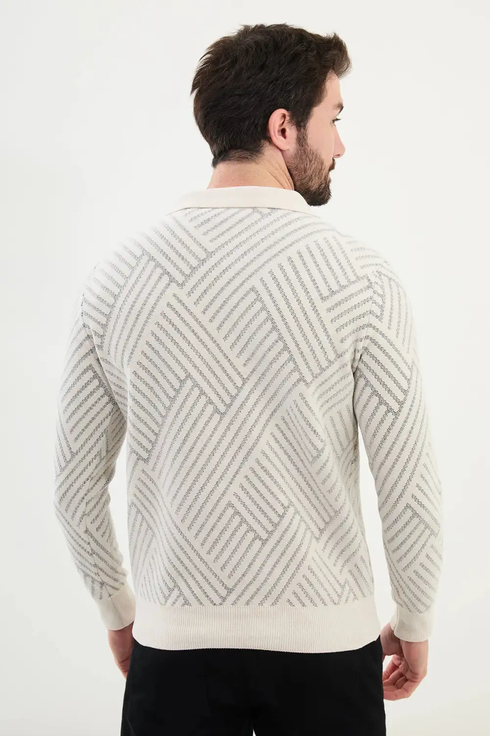 Long Sleeve Slim Fit Zip Detail Knit Sweater