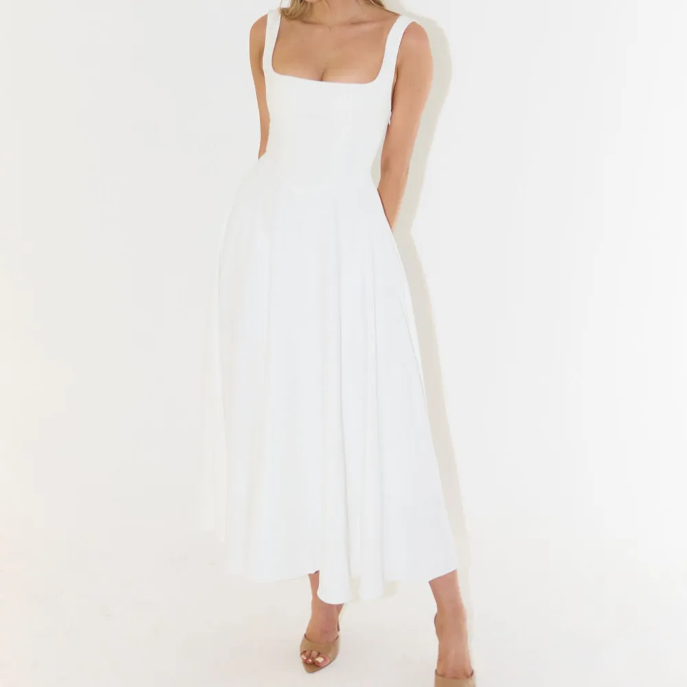 Women's Square-Neck Evening Midi Dress