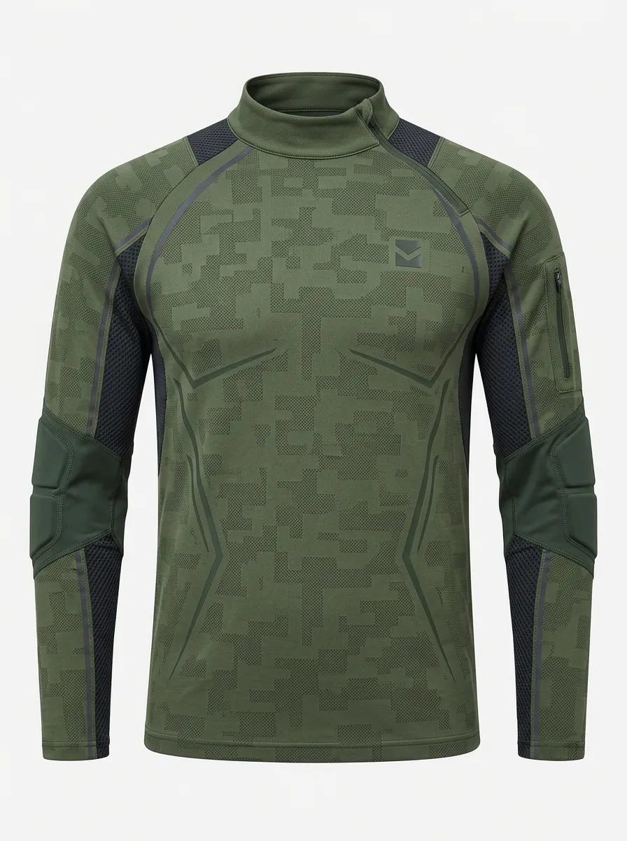 Men's Tactical Outdoor Digital Camo Printed Long Sleeve Shirt