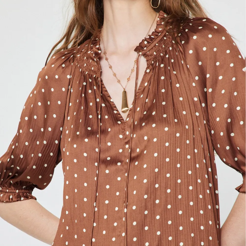 Polka Dot Pleated Blouse