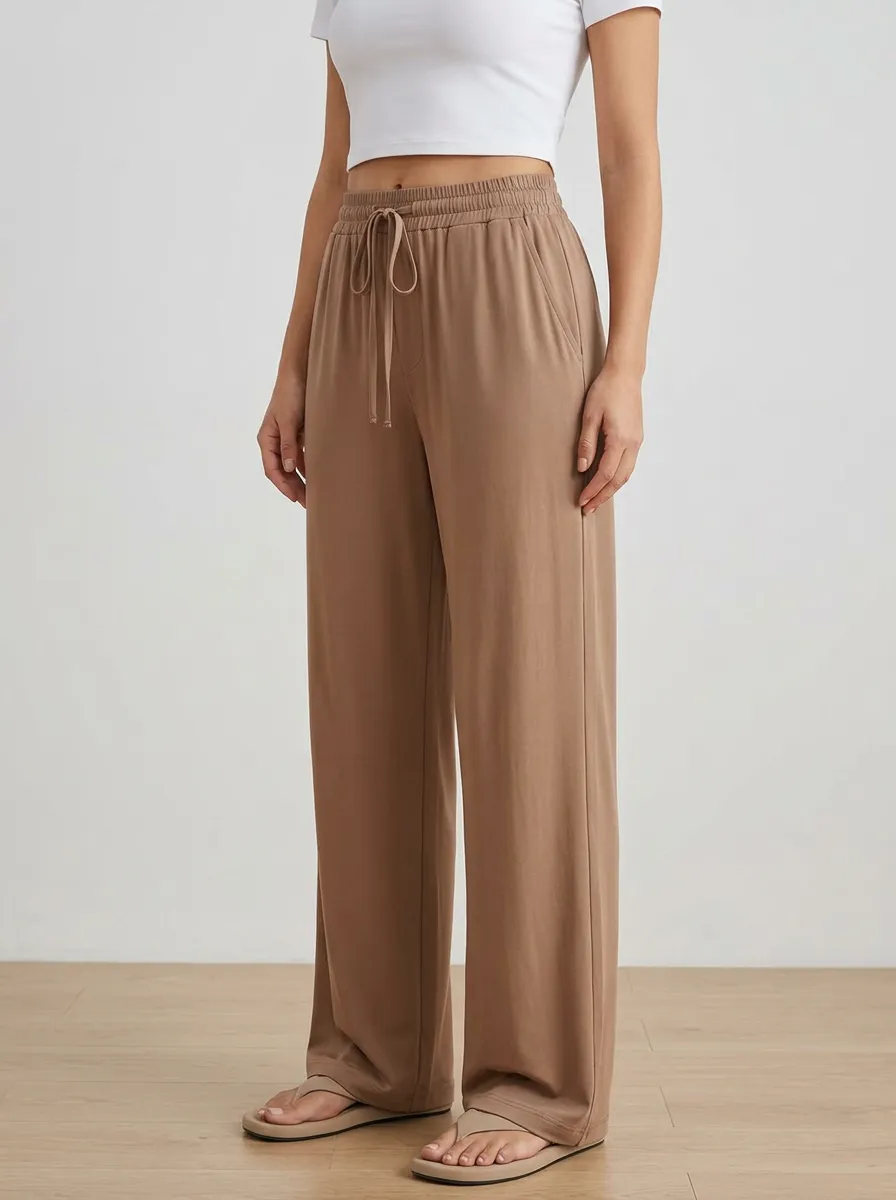 Women's Drawstring Wide-Leg Lounge Pants