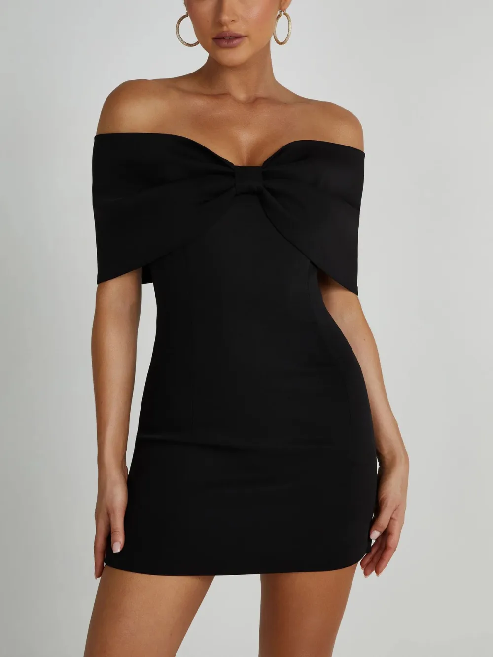 Off Shoulder Bow Elegant Mini Dress