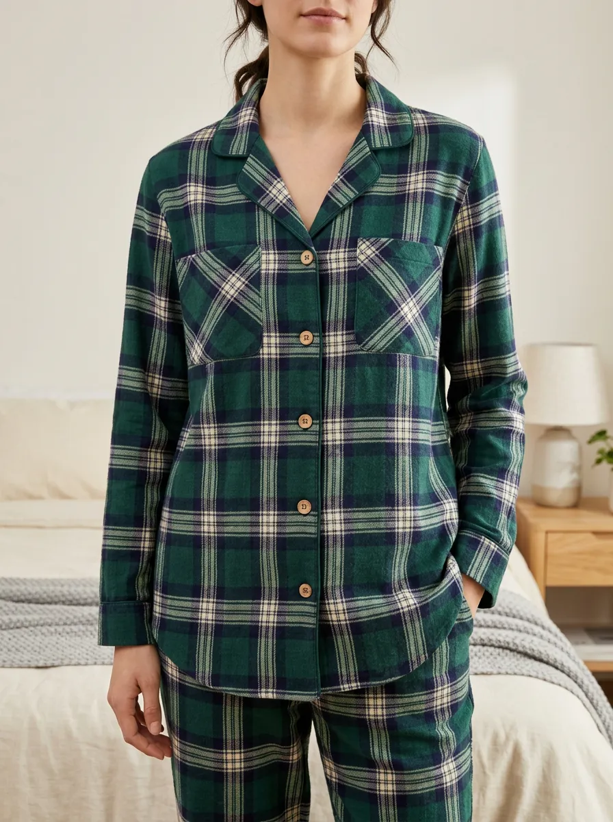 Printed Button Down Pajama Shirt