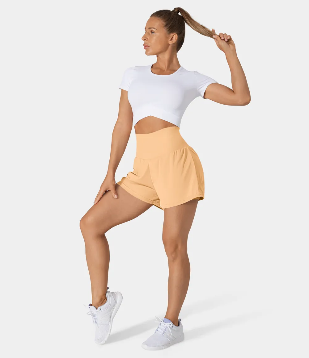 2026🔥  Super High Waisted Back Pocket & Side Hidden Pocket 2-in-1 Yoga Shorts 2.5