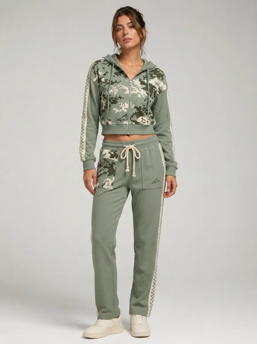 Women's Camo Activewear Digital Camouflage Printed Tracksuit