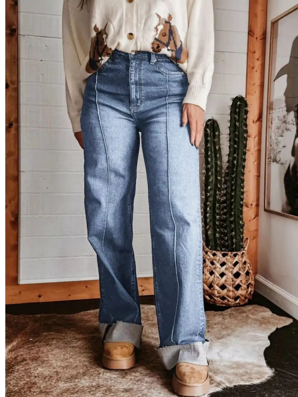 Women' High-Waisted Wide Leg Jeans
