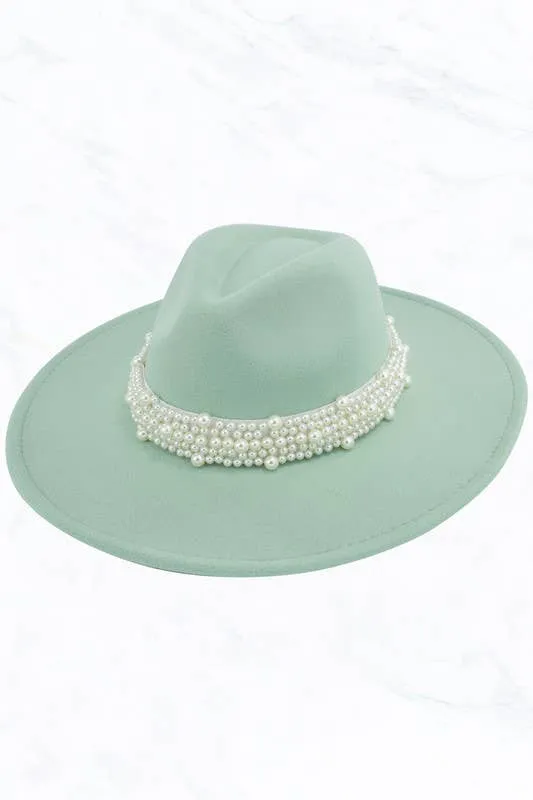 Big Brim Peach Heart Top Jazz Pearl Hat