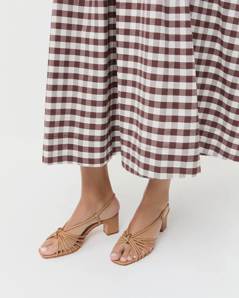 Leather Low Heel Sandals