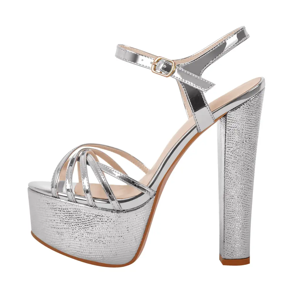 Buckle Strap Platform Chunky High Heel Sandals