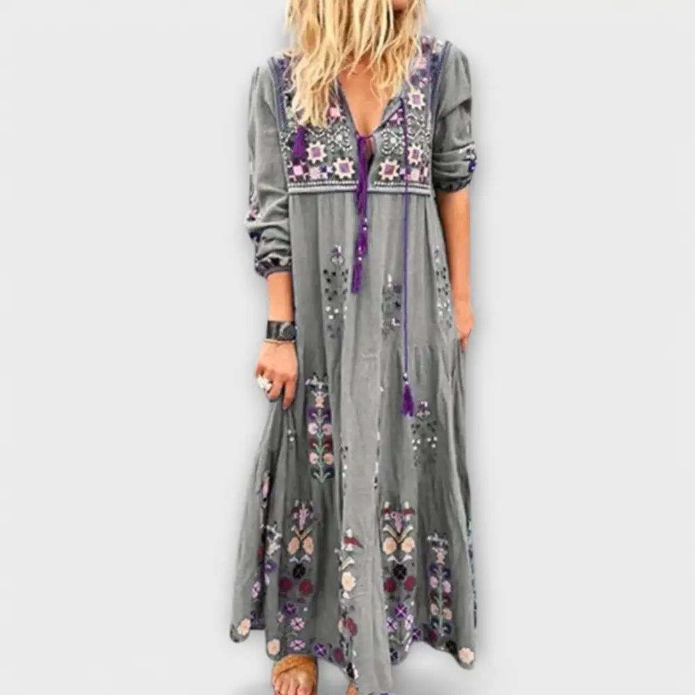 Linen Boho Maxi Dress