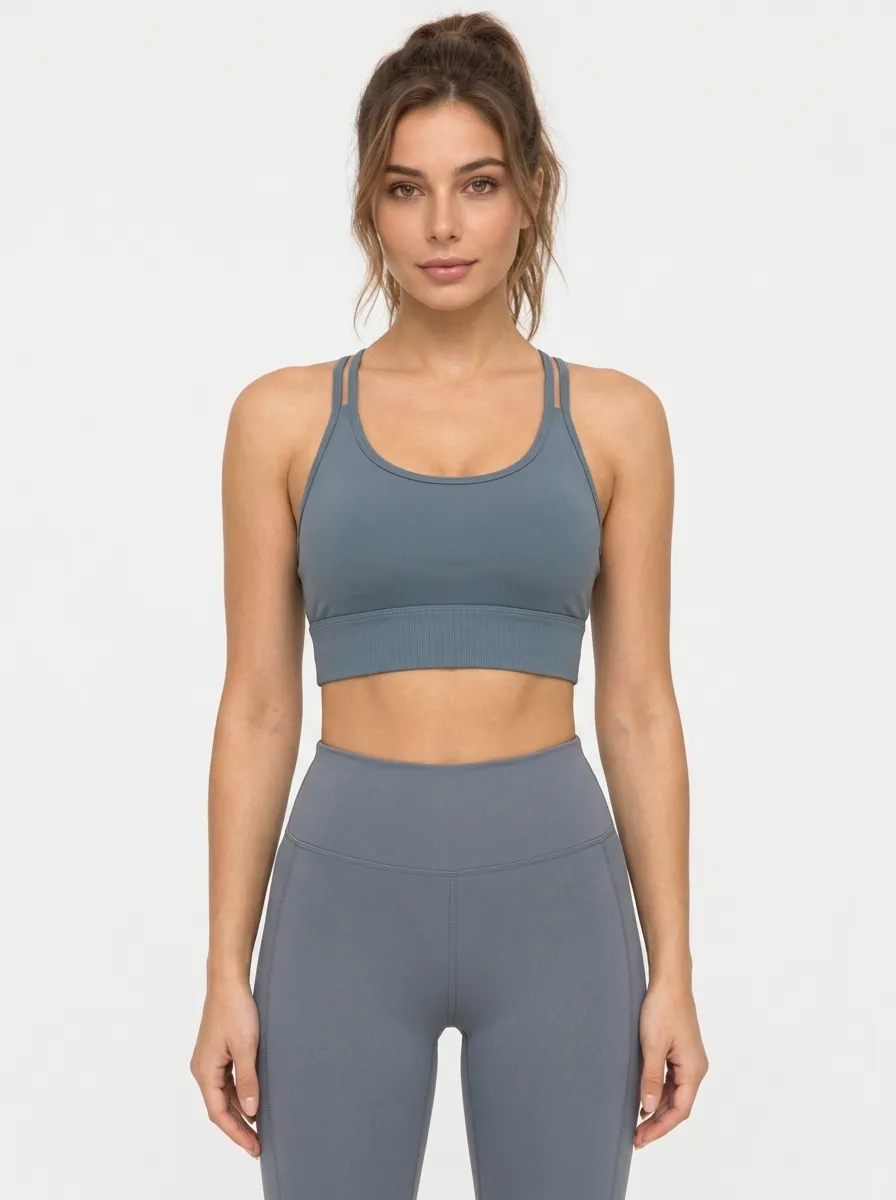 Women's Solid Color Cross Back Workout Bra