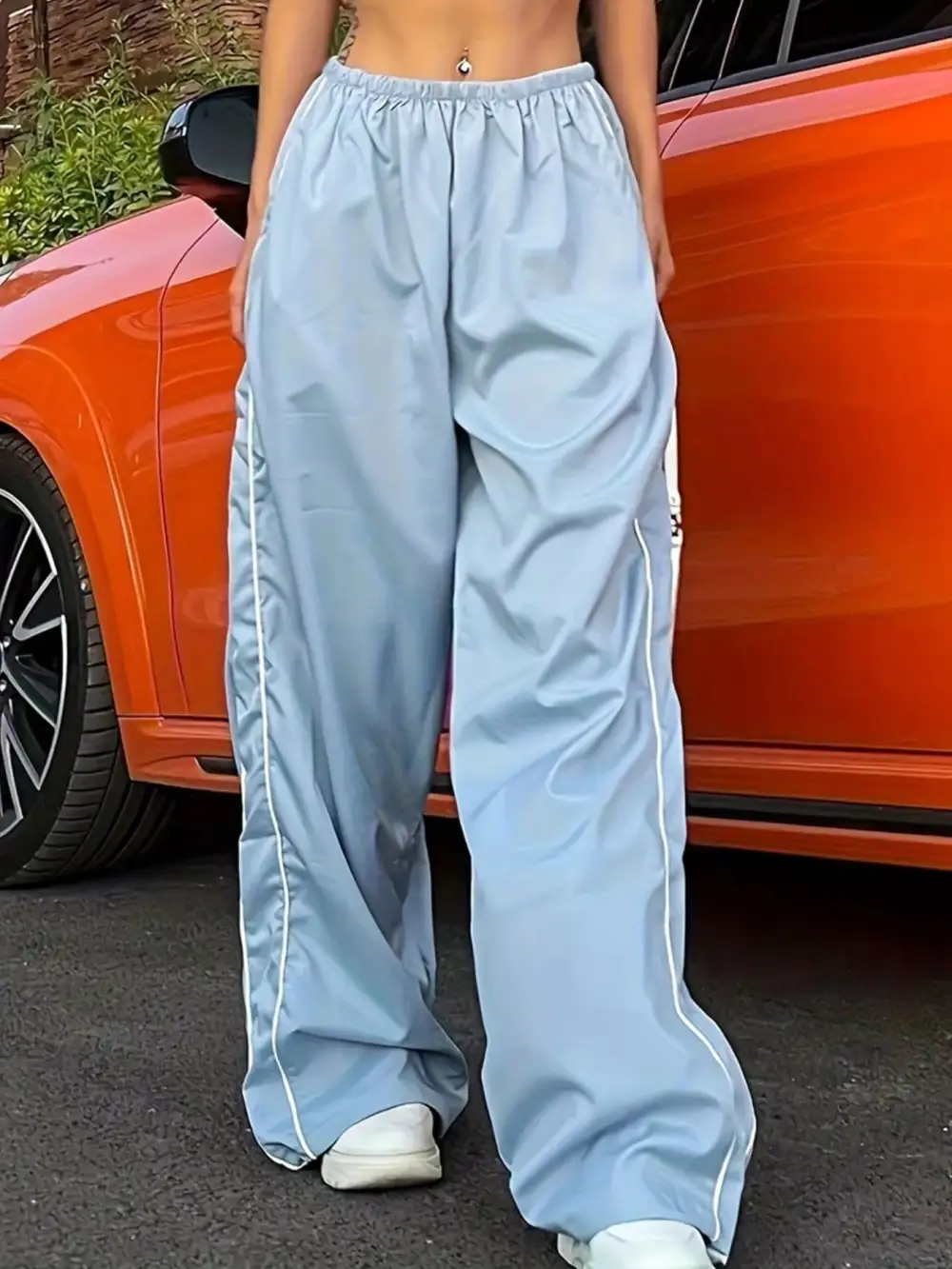 Elegant Elastic Waist Wide Leg Pants