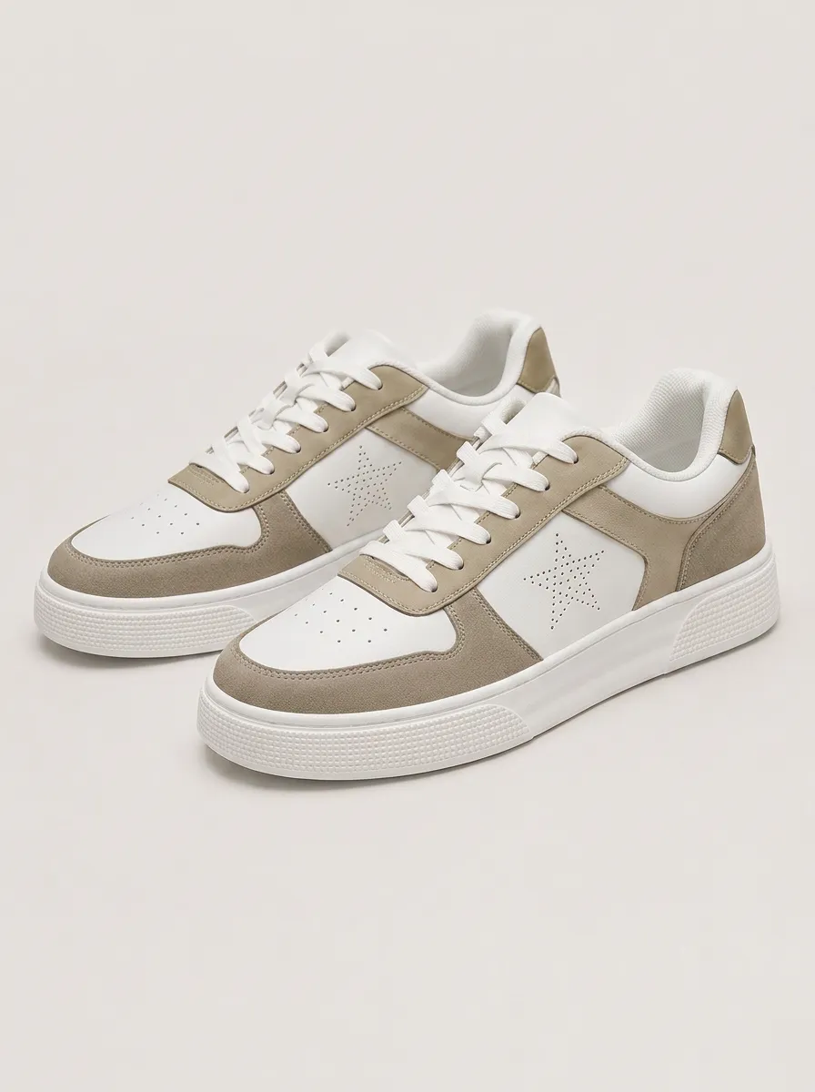 Men's Core Street Casual Star Perforated Patterned Patterned Skate Shoes