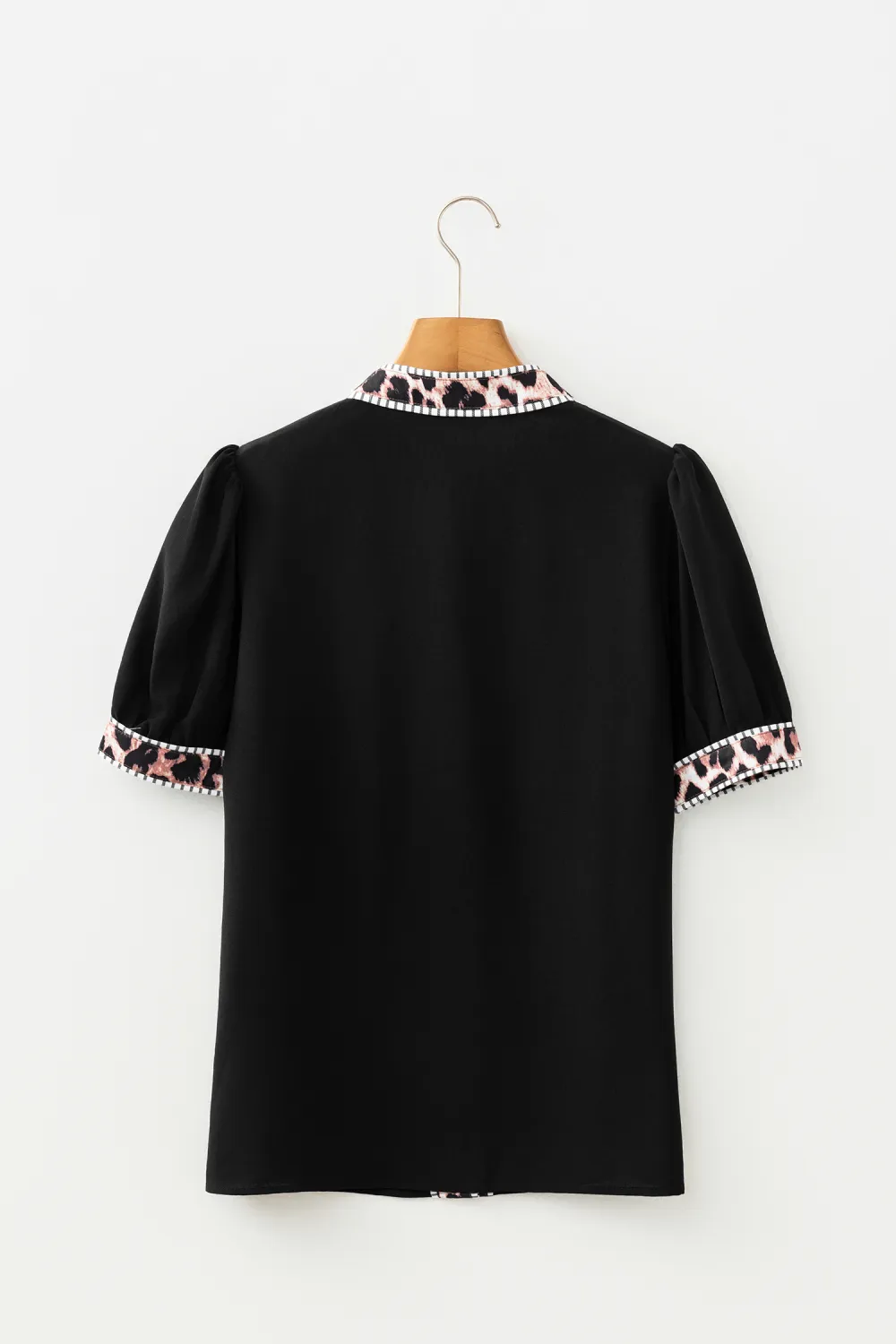 Black V Neck Short Puff Shirt